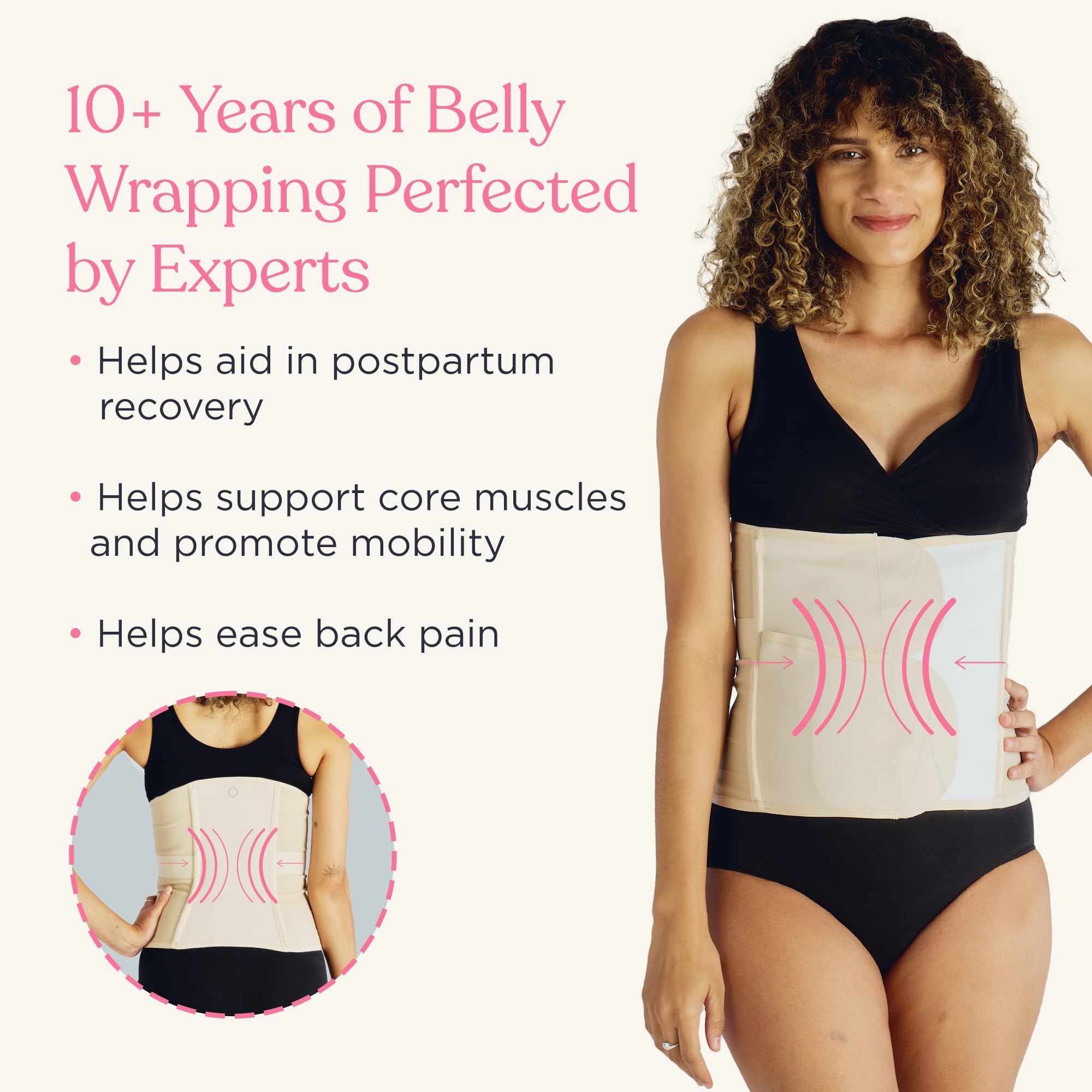 Belly Bandit Luxe Postpartum Belly Wrap - Adjustable Abdominal Binder w/Five Levels of Targeted Compression for Recovery - Supports Core, Waist After C-Section, Natural Birth - Regular, Black, Large - Image 4
